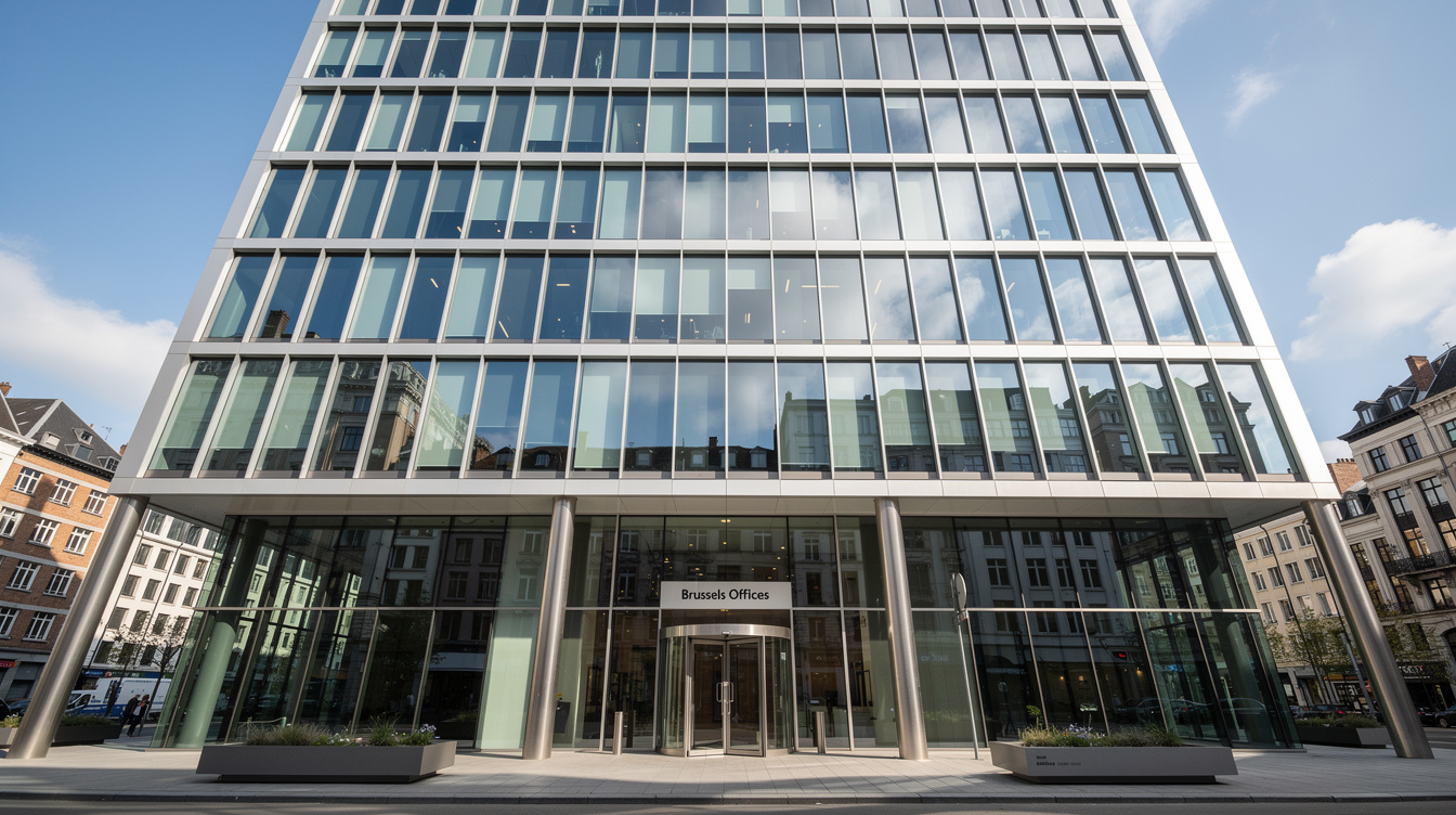 Modern office building facade in Brussels